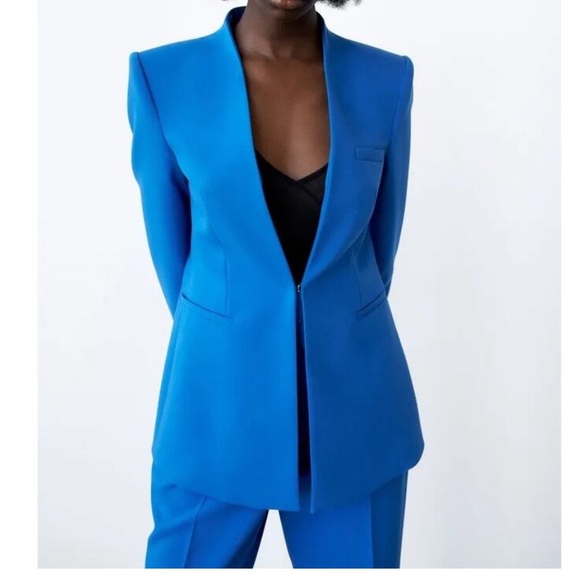 Zara Jackets & Blazers - Zara Royal Blue Lapelless Blazer